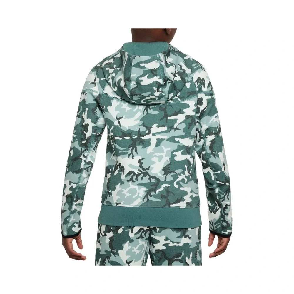 Nike Tech Fleece Youth Full Zip Jacket Kids Green Camo FN9118-361 Boys XS NEW